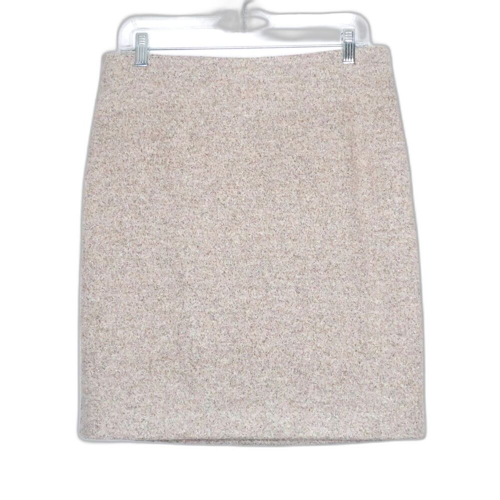 Ann Taylor Womens Mini Skirt Size 10 Gray Pink Metallic Sparkle Wool Career